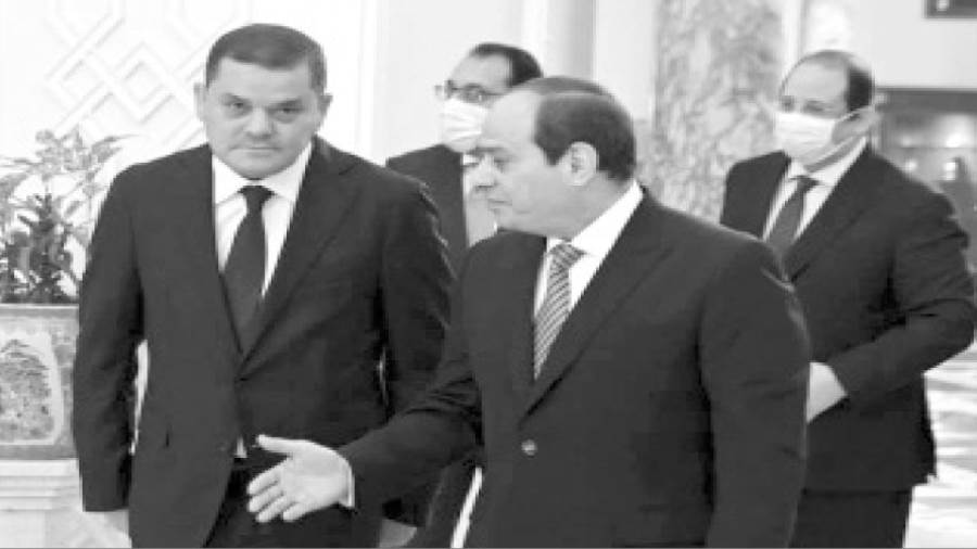الرئيس السيسى والدبيبة خلال زيارة الأخير للقاهرة